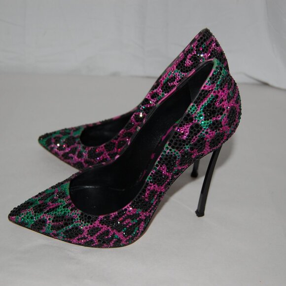 Casadei Shoes - $2495❤️ US 6 CASADEI Crystal Leather High Blade Heels Pointed Pumps ITALY